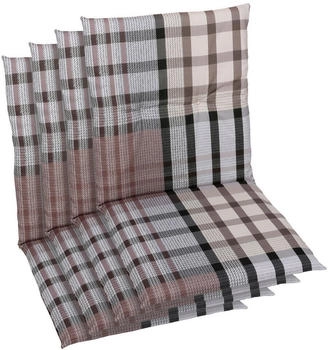 GO-DE Niedriglehner-Auflage 48 x 98 x 5 cm 4er Set braun kariert