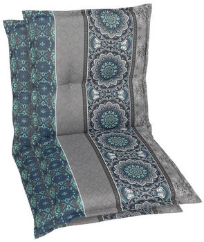 GO-DE Niedriglehner-Auflage 50 x 100 x 6 cm 2er Set blau/grau