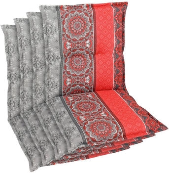 GO-DE Niedriglehner-Auflage 50 x 100 x 7 cm 4er Set rot