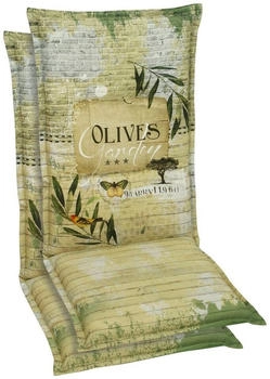GO-DE Gartenstuhlauflage 50 x 110 x 7 cm 2er Set grün/braun