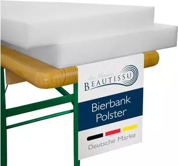 Beautissu Konstanz Schaumstoffrohling f&uuml;r Bierbank 4x25x220cm Wei&szlig; 2tlg