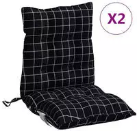 vidaXL Niedriglehner-Auflagen 2 Stk. Schwarz Karomuster Oxford-Gewebe