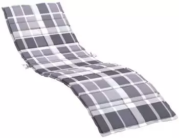 vidaXL Sonnenliegen-Auflage Grau Karomuster 200x70x3cm Oxford-Gewebe (314232)