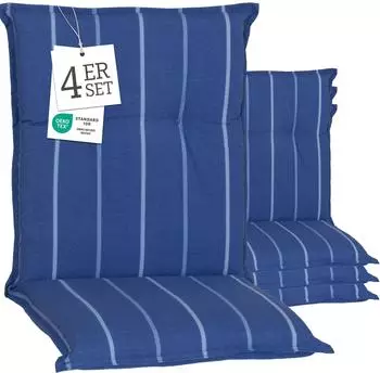 beo Sitzauflage Niedriglehner Tovarnik 4er-Set Blau-Weiß gestreift