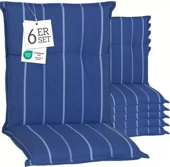 beo Sitzauflage Niedriglehner Tovarnik 6er-Set Blau-Weiß gestreift