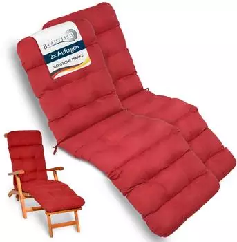Beautissu Flair DC Deckchairauflage 200x50x8cm Rot 2tlg