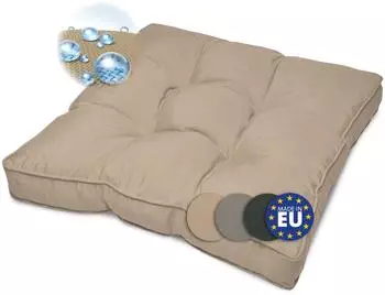 Beautissu Flair Loungekissen Outdoor Sitz 60x60x10cm Natur