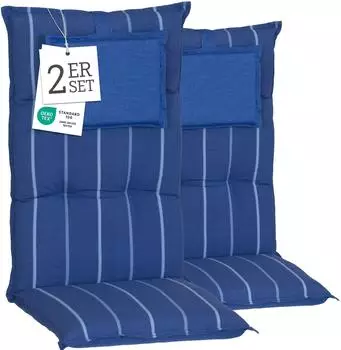 beo Sitzauflage Hochlehner Tovarnik 2er-Set Blau-Weiß gestreift