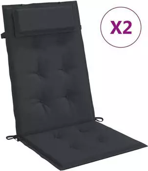 vidaXL Hochlehner-Auflagen 2 Stk. Schwarz Oxford-Gewebe (361895)