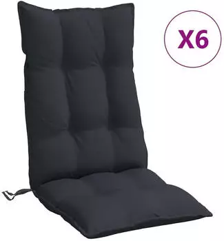 vidaXL Hochlehner-Auflagen 6 Stk. Schwarz Oxford-Gewebe (377625)