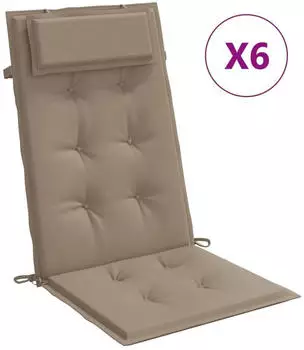 vidaXL Hochlehner-Auflagen 6 Stk. Taupe Oxford-Gewebe (361900)