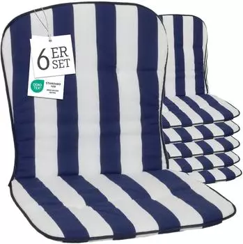 beo Sitzauflage Niedriglehner Mono 6er-Set Blau-Weiß gestreift