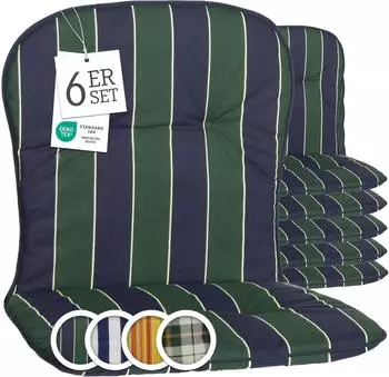 beo Sitzauflage Niedriglehner Mono 6er-Set Grün-Blau gestreift