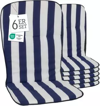 beo Sitzauflage Hochlehner Mono 6er-Set Blau-Weiß gestreift