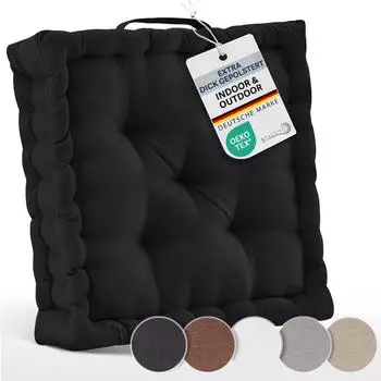 Beautissu Mila Stuhlkissen 50x50x10cm Schwarz 4tlg