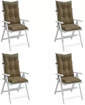 vidaXL Hochlehner-Auflagen 4 Stk. Melange Taupe 120x50x7cm Stoff (4002371)