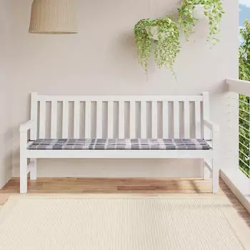 vidaXL Gartenbank-Auflage Grau Karomuster 180x50x4cm Oxford-Gewebe (314097)