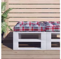 vidaXL Palettenkissen Rot Kariert 58x58x10 cm Stoff