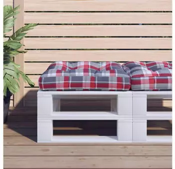 vidaXL Palettenkissen Rot Kariert 58x58x10cm Stoff (360913)