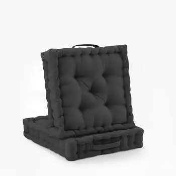 Beautissu Mila Stuhlkissen 50x50x10cm Anthrazit 2tlg