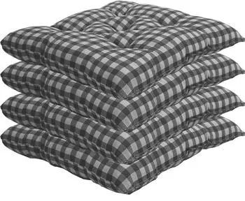 NYVI Stuhlkissen f&uuml;r Gartenst&uuml;hle 38x38cm 4er Set Grau Kariert