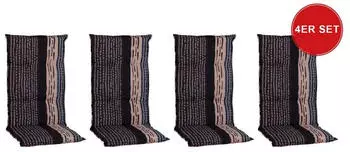 beo Sitzauflage Hochlehner Bangui 4er-Set gestreift Grau-Ecru