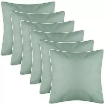 Bestlivings Outdoor Kissen mit Wei&szlig;er Paspel Mintgr&uuml;n 6er Pack