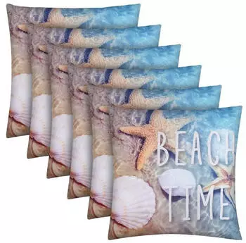 Bestlivings Outdoor Kissen mit Strandmotiv Beach Time 6er Pack