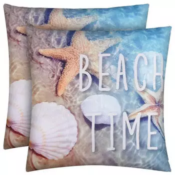 Bestlivings Outdoor Kissen mit Strandmotiv Beach Time 2er Pack