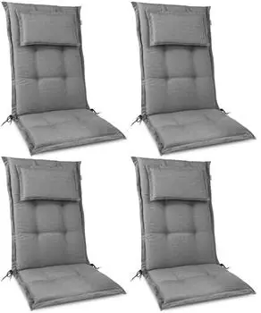 Beautissu HighLux HL Hochlehner 120x52x7cm Hellgrau 4tlg