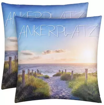 Bestlivings Outdoor Kissen mit Strandmotiv Ankerplatz 2er Pack