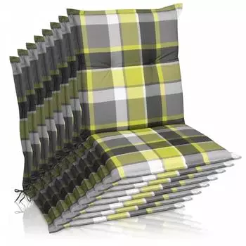 Beautissu 8er Set Sunny GR Niedriglehner Auflagen 100x50cm in Gr&uuml;n Kariert