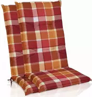 2er Set Hochlehner Auflagen Set 120x50 Cm Polster Rot Kariert