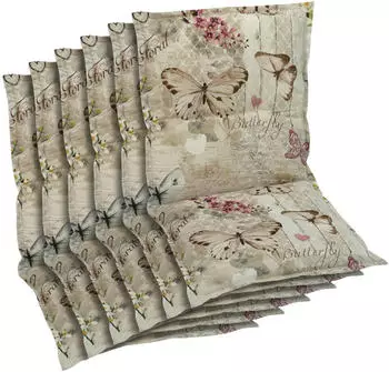 GO-DE Sesselauflage Niederlehner "Schmetterling" Baumwolle/Polyester, beige, 100x50x6cm (16055421-0)