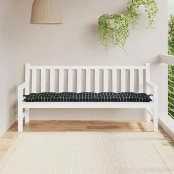 vidaXL Gartenbank-Auflage Schwarz Karomuster 180x50x7cm Oxford-Gewebe (361634)