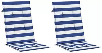 vidaXL Hochlehner-Auflagen 2 Stk. Blau & Wei&szlig; Gestreift Stoff (361253)