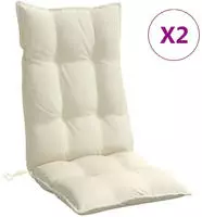 vidaXL Hochlehner-Auflagen 2 Stk. Creme Oxford-Gewebe