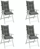 vidaXL Hochlehner-Auflagen 4 Stk. Melange Dunkelgrau 120x50x7 cm Stoff
