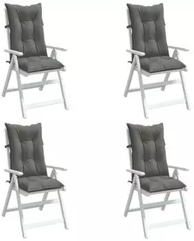 vidaXL Hochlehner-Auflagen 4 Stk. Melange Dunkelgrau 120x50x7cm Stoff (4002350)