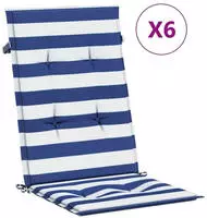 vidaXL Hochlehner-Auflagen 6 Stk. Blau & Wei&szlig; Gestreift Stoff