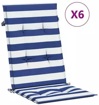 vidaXL Hochlehner-Auflagen 6 Stk. Blau & Wei&szlig; Gestreift Stoff (361255)