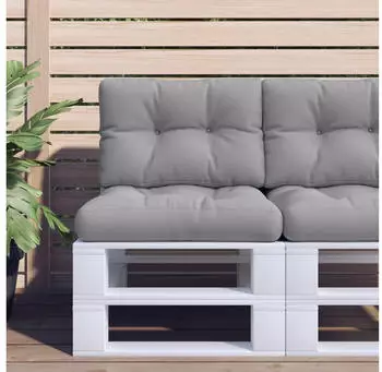 vidaXL Palettenkissen 2-tlg. Grau Stoff (360646)