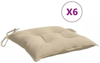 vidaXL Stuhlkissen 6 Stk. Beige 40x40x7cm Oxford-Gewebe (361461)