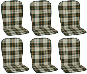 beo Sitzauflage Hochlehner Mono 6er-Set Gr&uuml;n kariert