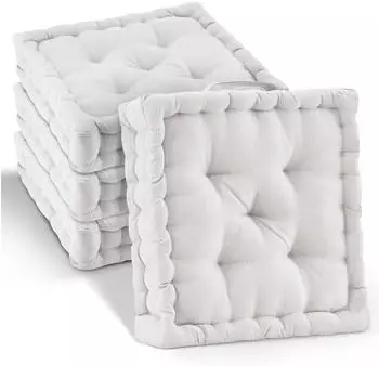 Beautissu Mila Stuhlkissen 50x50x10cm Natur 4tlg