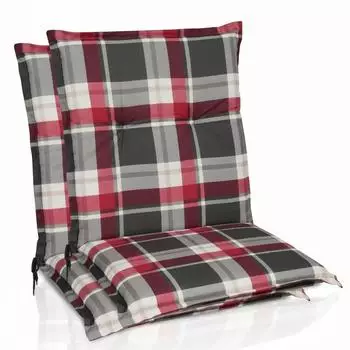 Beautissu 2er Set Sunny RK Niedriglehner Auflagen 100x50cm in Bordeaux Kariert