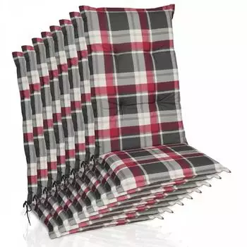 Beautissu 8er Set Hochlehner Auflagen Set 120x50cm Polster Bordeaux Kariert