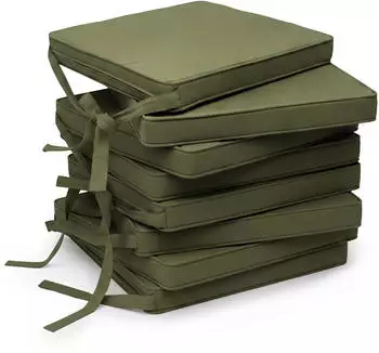 Beautissu 8er Set Loft SK Stuhlkissen 45x40cm mit B&auml;ndern Rutschfest Olivgr&uuml;n