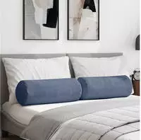 vidaXL Bolsterkissen 2 St&uuml;ck Blau &Oslash; 25 x 70 cm Cordstoff