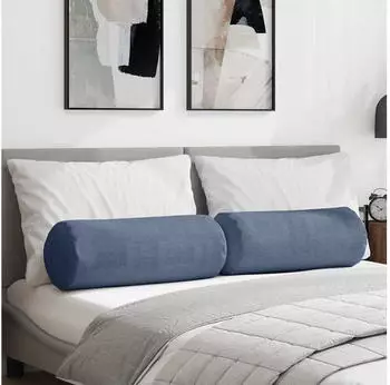 vidaXL Bolsterkissen 2 St&uuml;ck Blau &Oslash;25x70cm Cordstoff (42014349)